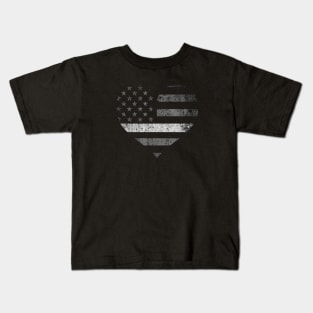 Thin Silver Line Flag Heart - Corrections Wife Kids T-Shirt